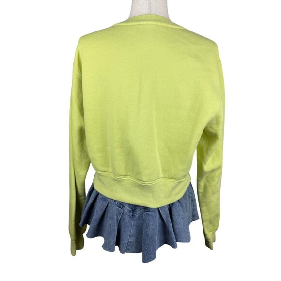 Nike Lime Green Embroidered Swoosh Crewneck Sweatshirt Small - Picture 3 of 4